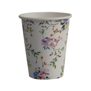 8 BICCHIERI COMPOSTABILI CON FIORELLINI 250 CC