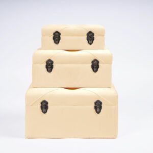SET 3 BAULI VELLUTO CREMA 47 X 28 X 24 CM