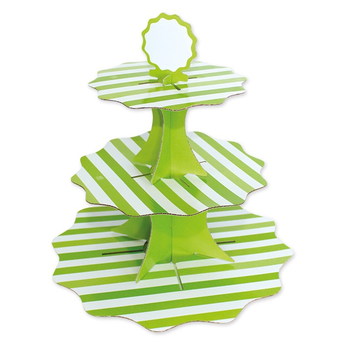 Alzatina 3 Piani Stripes Verde 21 26 35 cm