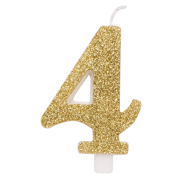 Candelina Glitter Oro N 4 9.5 cm