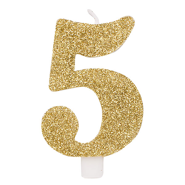 Candelina Glitter Oro N 5 9.5 cm