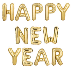 SCRITTA PALLONE MYLAR HAPPY NEW YEAR ORO 40 CM