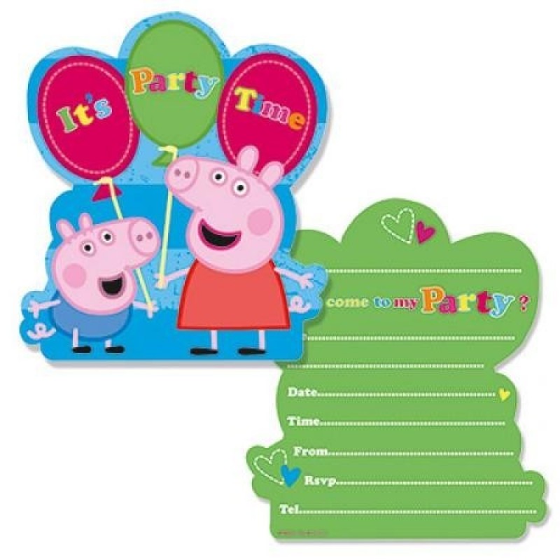 6 Biglietti Inviti Con Busta Peppa Pig