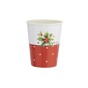 8 BICCHIERI E 8 COVER HOLLY CHRISTMAS 250 CC