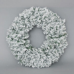 CORONA PVC E FERRO VERDE NEVATA 40 CM