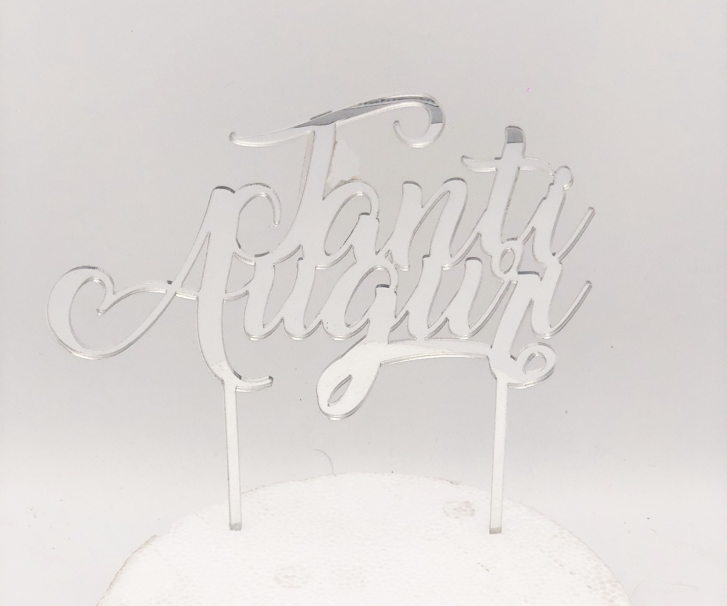 Cake Topper Plexi Argento Tanti Auguri 20 x 15 cm