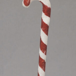 BASTONE GLITTER BIANCO STRISCE ROSSE 17 CM