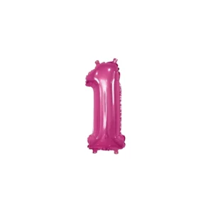 Pallone Mylar Fucsia Numero 1 - 35 cm