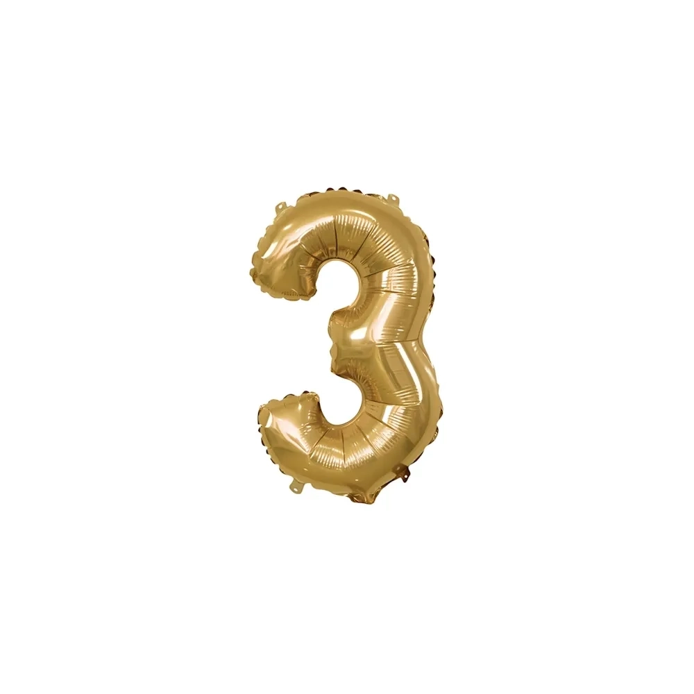 Pallone Mylar Oro Numero 3 - 35 cm