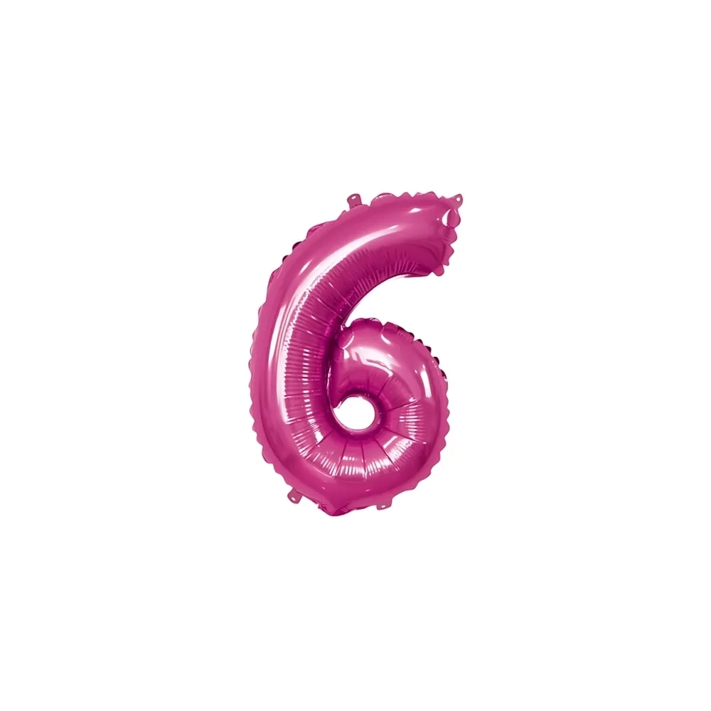 Pallone Mylar Fucsia Numero 6 - 35 cm