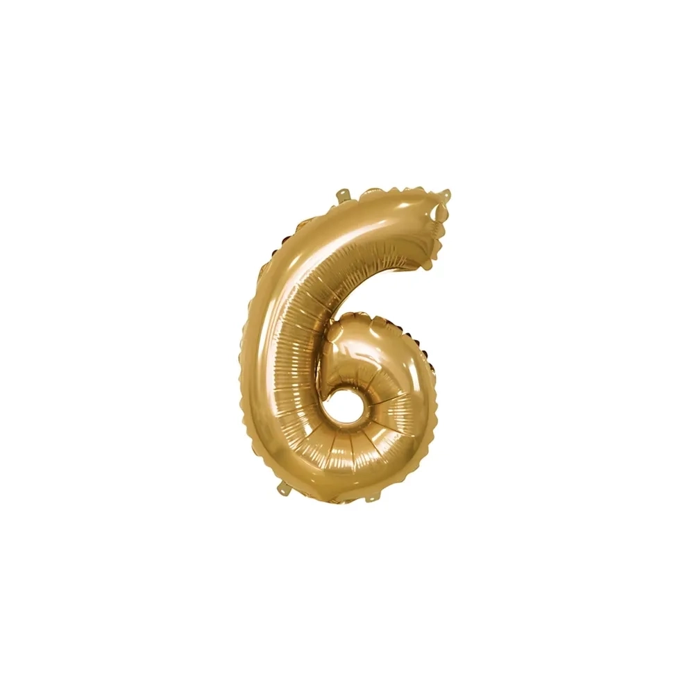 Pallone Mylar Oro Numero 6 - 35 cm