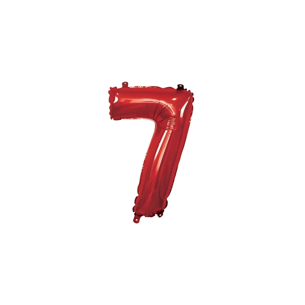 Pallone Mylar Rosso Numero 7 - 35 cm