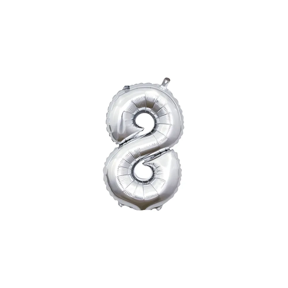 Pallone Mylar Argento Numero 8 35 cm