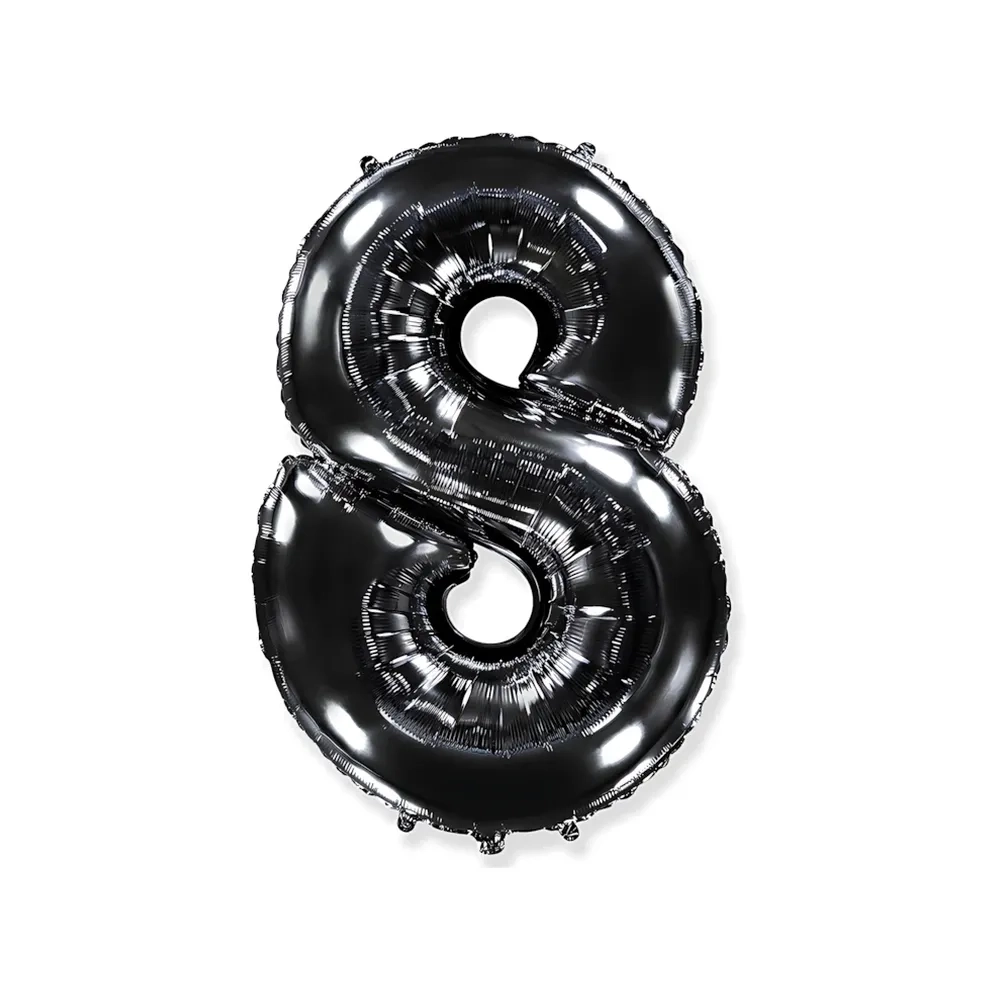 Pallone Numero 8 Nero Mylar Foil 1 mt