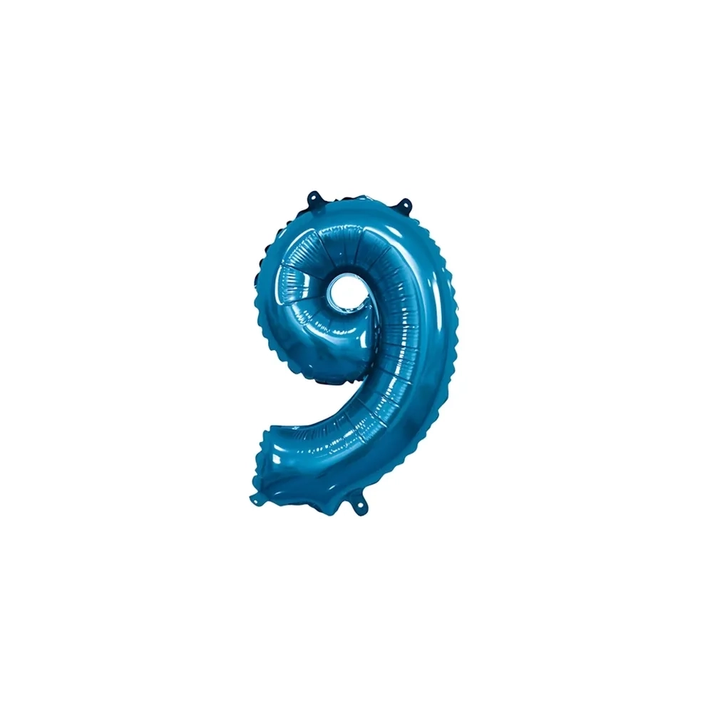 Pallone Mylar Blu Numero 9 - 35 cm
