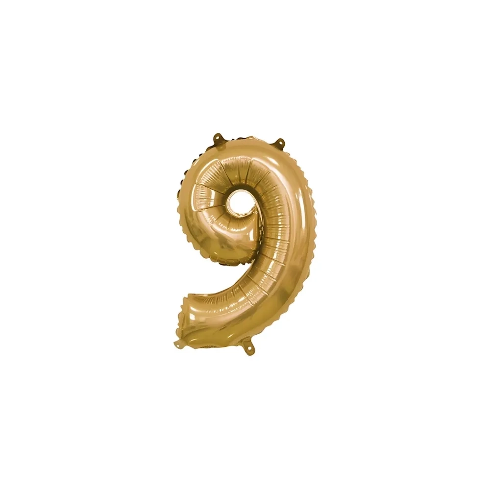 Pallone Mylar Oro Numero 9 - 35 cm
