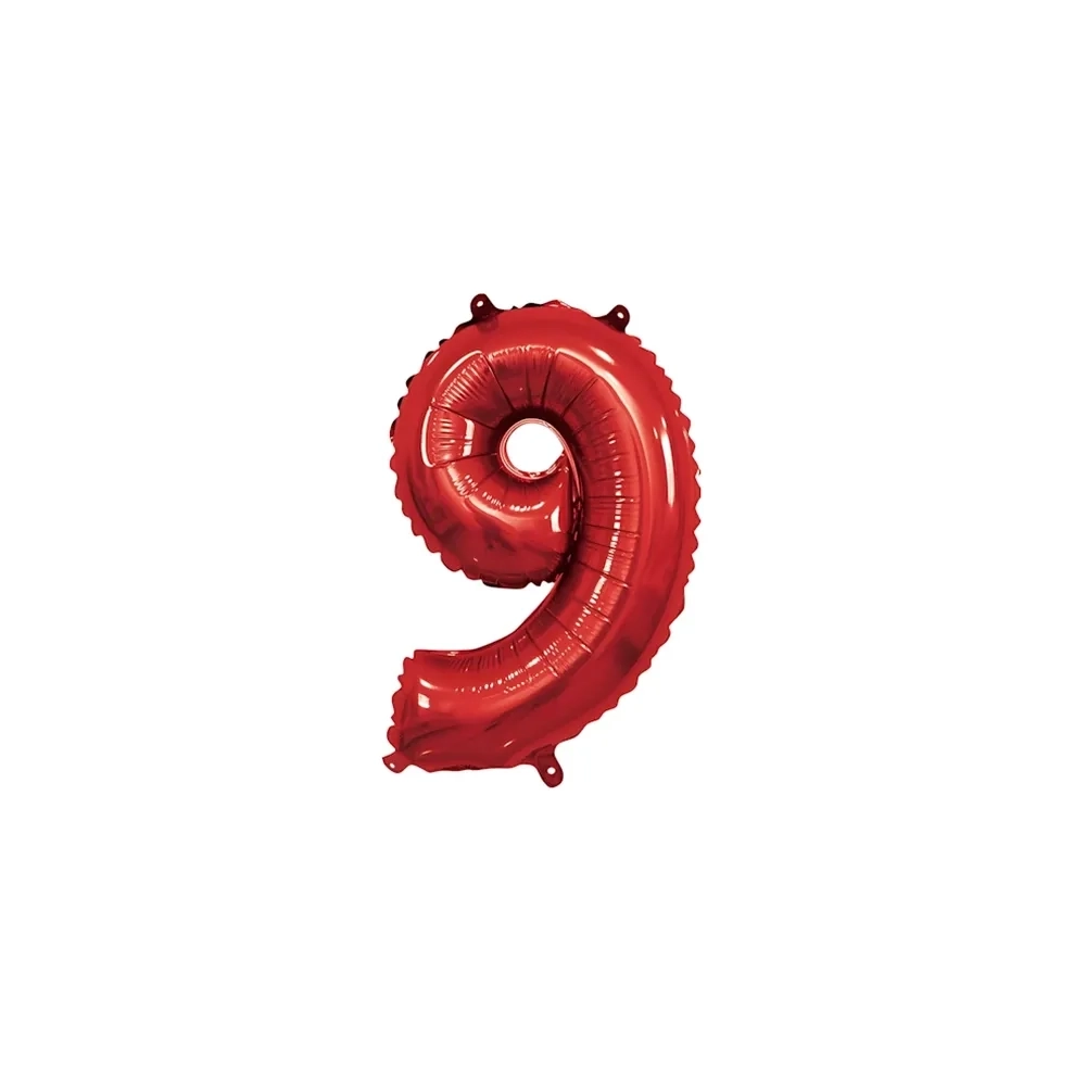 Pallone Mylar Rosso Numero 9 - 35 cm