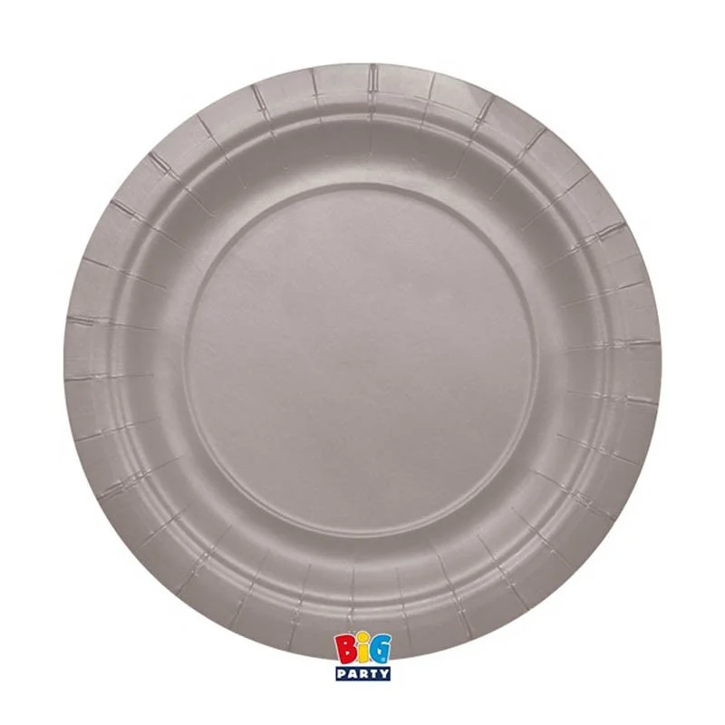 25 Piatti Eco-Paper Argento Matto 18 cm
