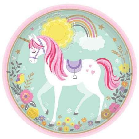 8 Piatti Magical Unicorn 23 cm
