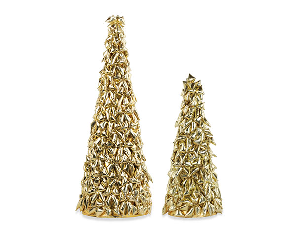 Kit 2 Alberi Con Fiocco Oro e Luci 860 e 1260 mm