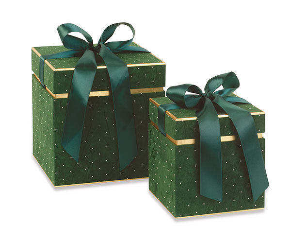 Kit 2 Scatole Velluto Verdi 160 x 160 x 170 e 210 x 210 x 220 mm