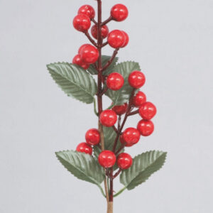 Rametto Pvc Con Bacche Rosse e Foglie 35 cm