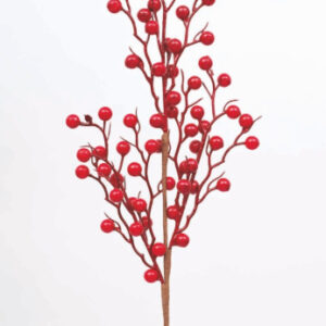 Rametto Decorato Pvc Bacche Rosse Grandi 64 cm