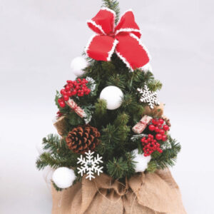 Albero Pvc Verde Con Pigne Sfere Bacche 60 cm