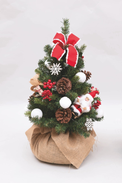 Albero Pvc Verde Con Pigne Sfere Bacche 80 cm