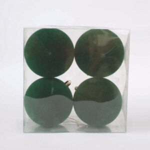 4 Sfere Velluto Verde Albero 100 mm