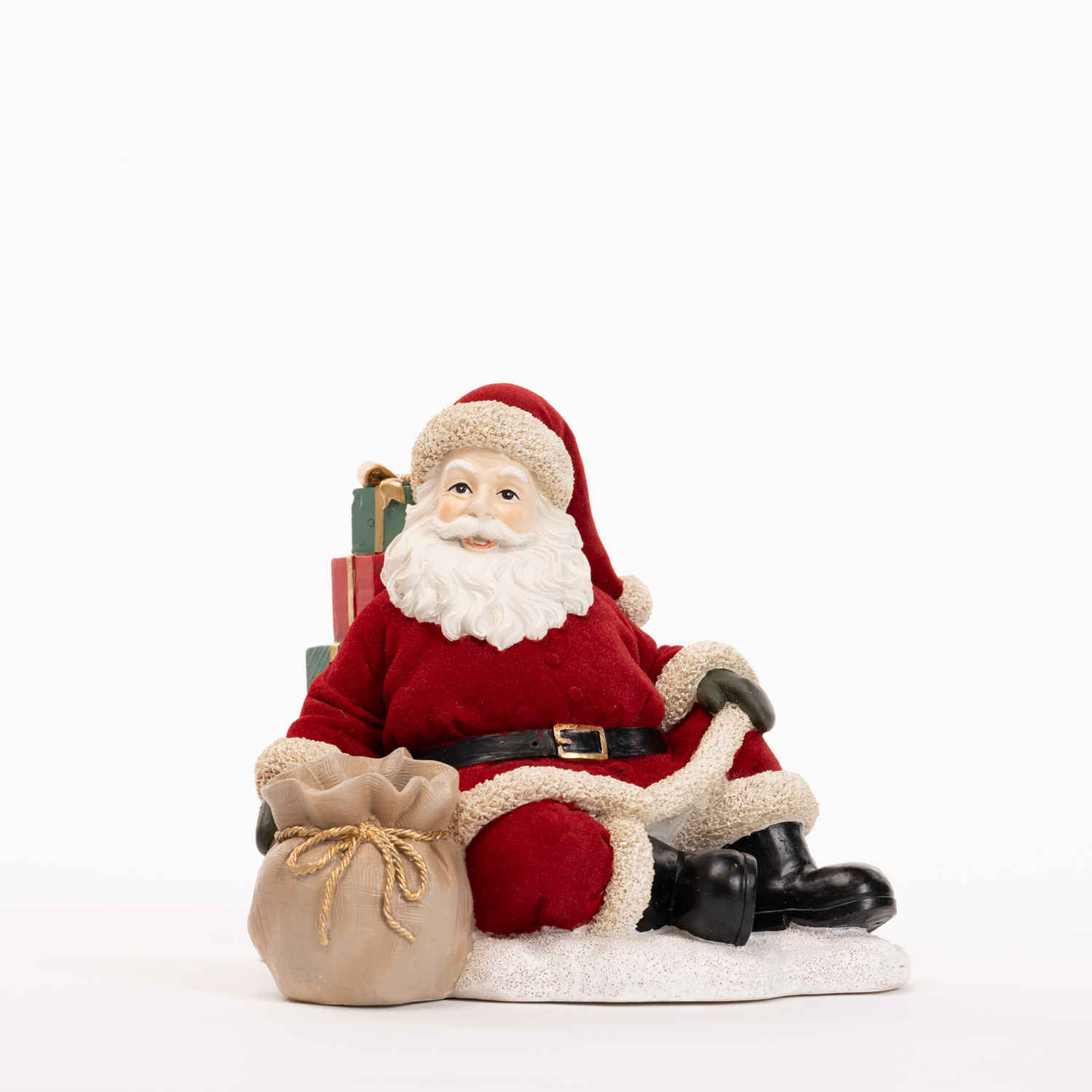 Babbo Natale Seduto Velluto Rosso 23 x 19 cm