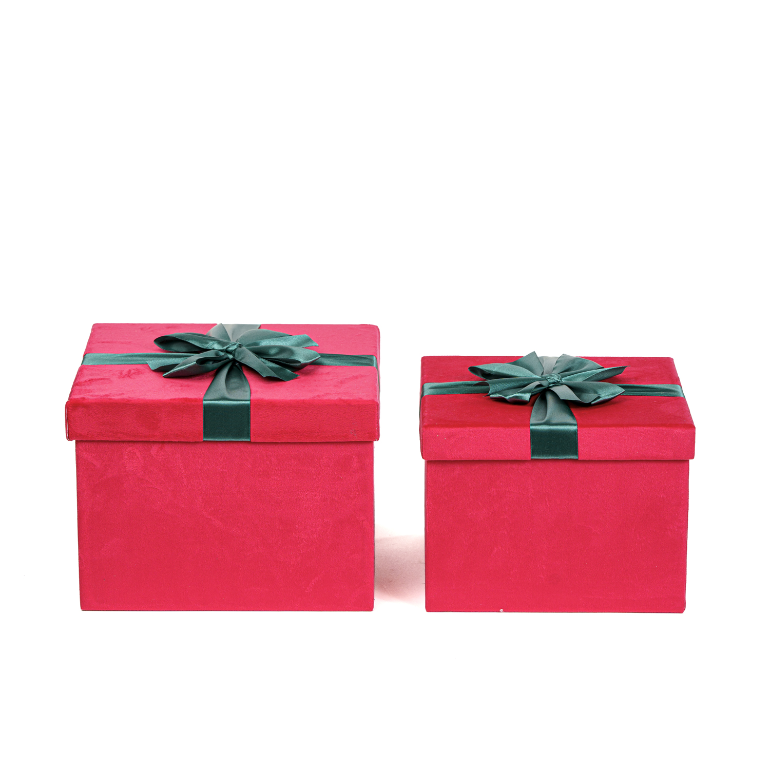 Set 2 Scatole Velluto Con Fiocco Rosso e Verde