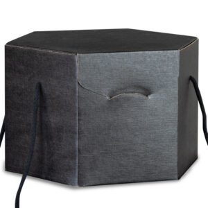 Scatola Segreto Esagonale Seta Nero 245 x 245 x 180 mm