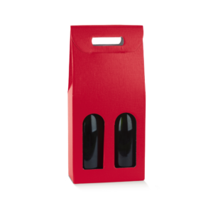 Scatola 2 Bottiglie Fibra Rosso 180 x 90 x 385 mm