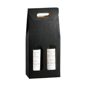 Scatola 2 Bottiglie Seta Nero 180 x 90 x 385 mm