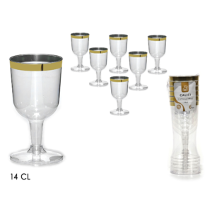 Set 6 Calici Trasparenti Con Bordo Oro 14 cl