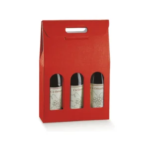 Scatola 3 bottiglie fibra rosso 270 x 90 x 385 mm