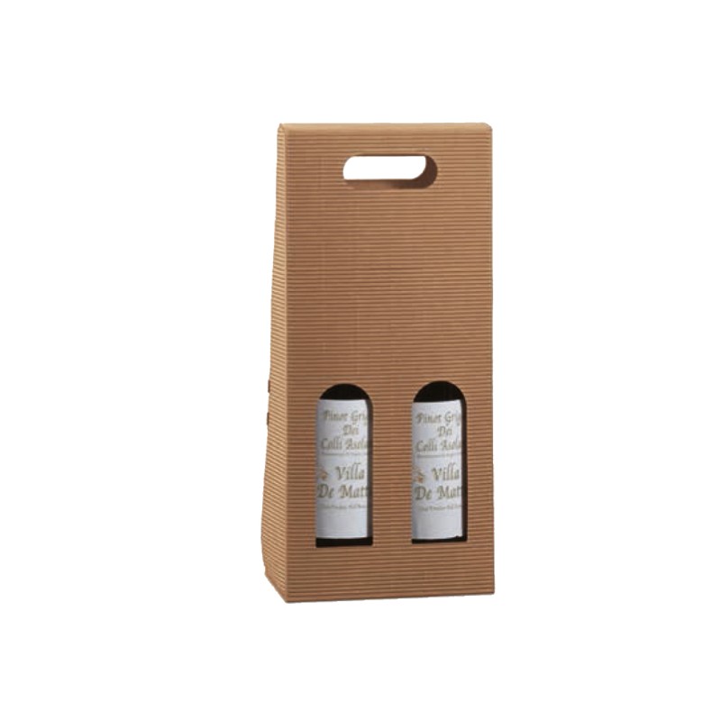 Scatola 2 Bottiglie Onda Avana 180 x 90 x 385 mm