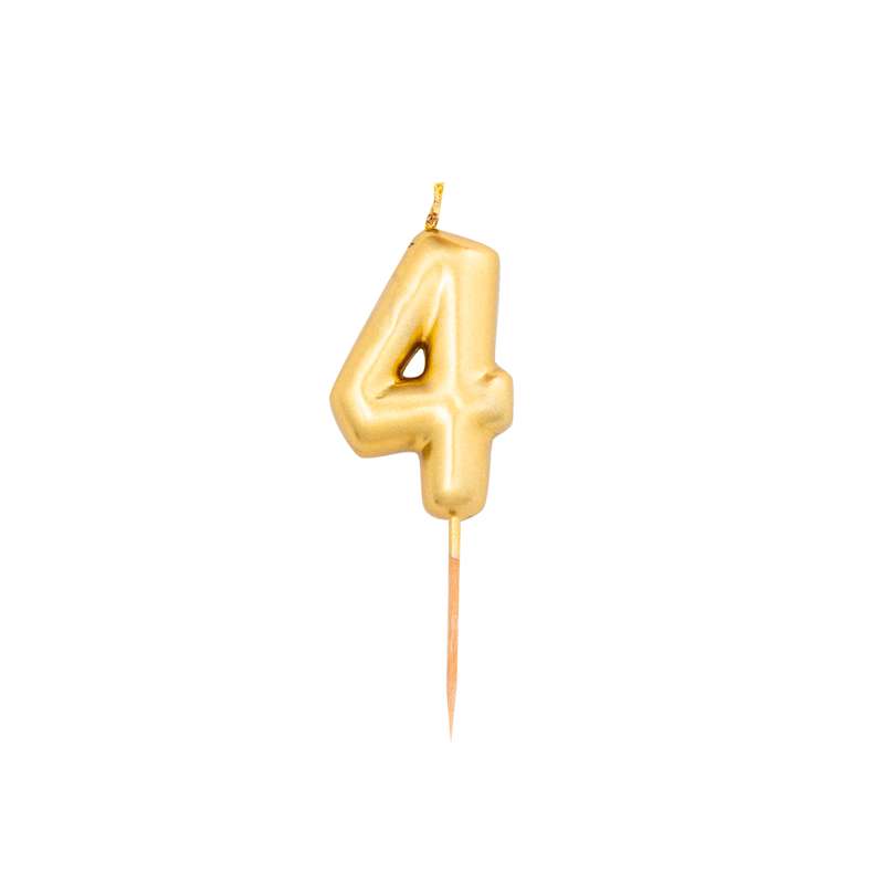 Candela Metal Su Stecco Oro N 4 Con Pick 8 cm