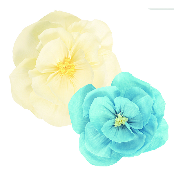 2 Fiori Decorazioni in Carta Azzurro Avorio 40 50 cm