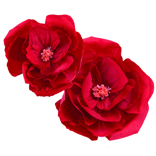 2 Fiori Decorazioni in Carta Rosso 40 50 cm