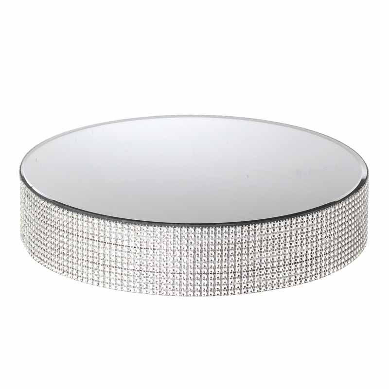 Alzatina Specchio Tondo Con Bordo Strass 25 x 6 cm