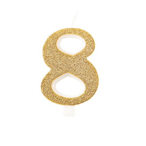 Candelina Bio Glitter Oro N 8 9.5 cm