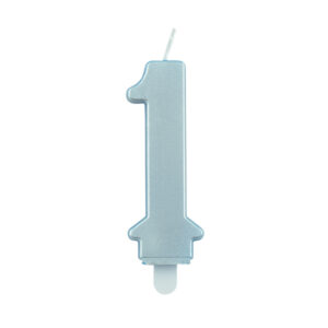 Candelina Primo Compleanno Perla Azzurro 7.5 cm