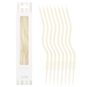 8 Candeline Bianche Curly Con Sostegni 12.5 cm