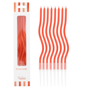 8 Candeline Rosse Curly Con Sostegni 12.5 cm