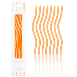 8 Candeline Arancio Papaya Curly Con Sostegni 12.5 cm