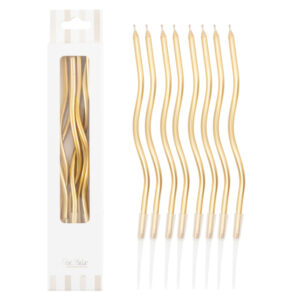 8 Candeline Oro Curly Con Sostegni 12.5 cm
