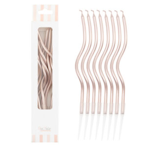 8 Candeline Rose Gold Curly Con Sostegni 12.5 cm