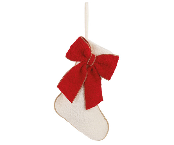 Calza Lana Bianca Con Fiocco Rosso 40 cm Calza Lana Rossa Con Fiocco Bianco 30 cm Calza Lana Bianca Con Fiocco Rosso 30 cm
